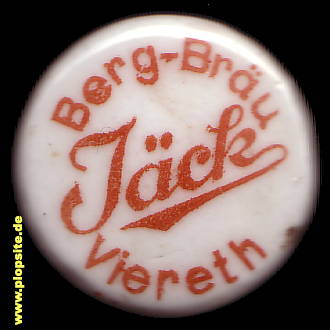 Picture of a ceramic Hutter stopper from: Trunstadt Berg Bräu Jäck, Viereth - Trunstadt, Germany