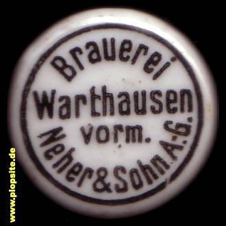 Picture of a ceramic Hutter stopper from: Brauerie, vormals Neher & Sohn AG, Warthausen, Germany