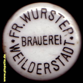Picture of a ceramic Hutter stopper from: Brauerei zum Ochsen, Fritz Wurster, Weilderstadt, Weil der Stadt, Germany