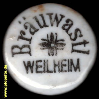 Picture of a ceramic Hutter stopper from: Brauerei Bräuwastl, Weilheim, Germany