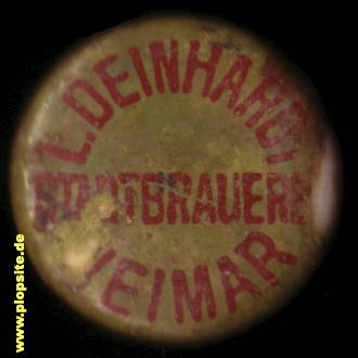Picture of a ceramic Hutter stopper from: Stadtbrauerei L. Deinhardt, Weimar, Germany