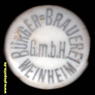 Picture of a ceramic Hutter stopper from: Bürger-Brauerei GmbH, Weinheim, Germany
