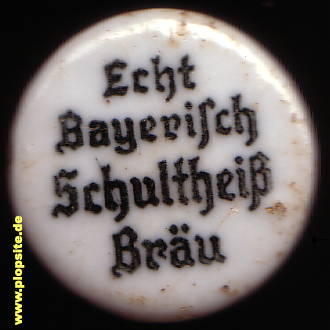 Picture of a ceramic Hutter stopper from: Echt Bayerisch Schultheiß Bräu, Weißenbrunn, Germany