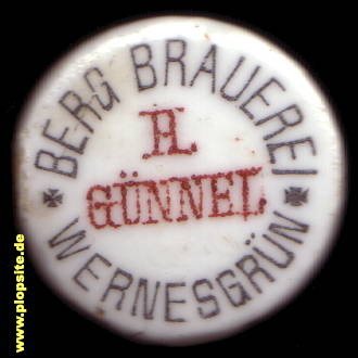 Picture of a ceramic Hutter stopper from: Berg-Brauerei H. Günnel, Wernesgrün, Steinberg-Wernesgrün, Germany