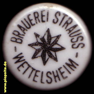 Picture of a ceramic Hutter stopper from: Brauerei Strauss, Wettelsheim, Treuchtlingen-Wettelsheim, Germany