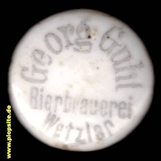Picture of a ceramic Hutter stopper from: Bierbrauerei Georg Guhl GmbH, Wetzlar, Germany