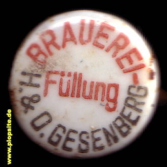 Bügelverschluss aus: Bierbrauerei H. & O. Gesenberg GmbH, Wuppertal, Deutschland