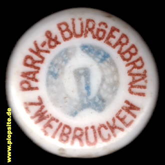 Picture of a ceramic Hutter stopper from: Park & Bürgerbräu AG, Zweibrücken, Germany